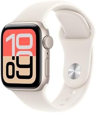 Apple Watch SE 3 [GPS 40mm] Smartwatch with Starlight Aluminum Case with Starlight Sport Band – S/M. Fitness and Sleep Trackers, Heart Rate Monitor, Always-On Display, Water Resistant
