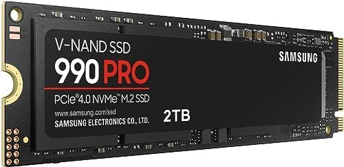 Samsung SSD 990 PRO 2TB, PCIe 4.0 M.2 2280, Up to 7,450 MB/s | NVMe Internal Solid State Hard Drive for High End Computing, Gaming, and Heavy Duty Workstations, (MZ-V9P2T0B/AM)