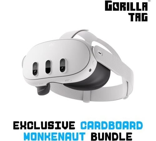 Meta Quest 3 512GB | VR Without Wires — Gorilla Tag Cardboard Monkenaut Bundle — Amazon Exclusive— Access to 100+ Games with a 3-Month Trial of Meta Horizon+ Included | Includes 512GB headset, 2 controllers, charging cable and power adapter for gaming, fitness and entertainment