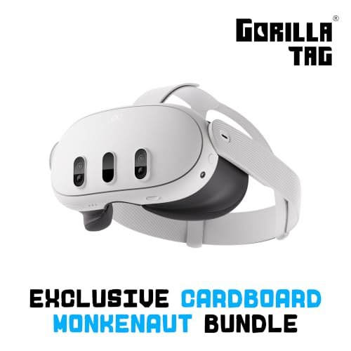 Meta Quest 3 512GB | VR Without Wires — Gorilla Tag Cardboard Monkenaut Bundle — Amazon Exclusive— Access to 100+ Games with a 3-Month Trial of Meta Horizon+ Included | Includes 512GB headset, 2 controllers, charging cable and power adapter for gaming, fitness and entertainment