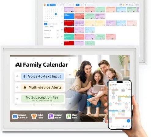 15.6″ Digital Calendar Wall Touch Screen Smart Family Planner & Organizer | Electronic Calendar with AI Assistant, Multi-Device Sync & Alerts, Kids Chore Chart & Rewards, Meal Planner, Photo Display