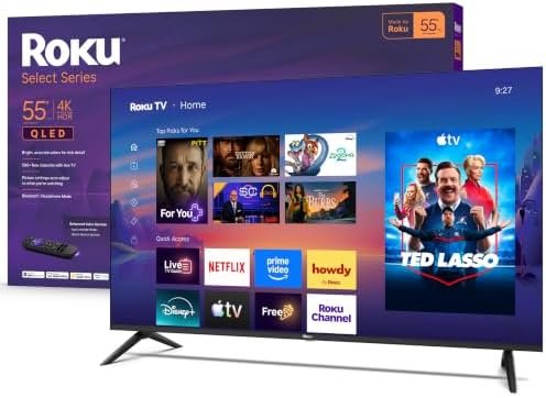 Roku 55-Inch Select Series Smart TV 2026-4K QLED TV – Roku TV | Flat Screen QLED Television with Voice Remote, Wi-Fi & Bluetooth Headphone Mode – Streaming Live Local News, Sports, & Movies